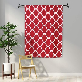 Melodieux Moroccan Thermal Insulated Tie Up Shade Room Darkening Blackout Rod Pocket Curtain for Small Window, 42 by 63 Inch, Red (1 Panel)