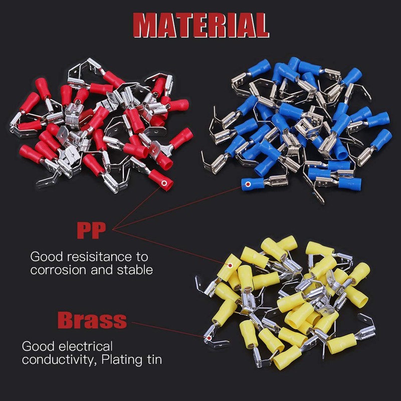 Hilitchi 120pcs 22-16/16-14/12-10AWG Piggy Back Insulated Terminals Electrical Wiring Wire