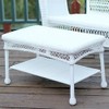 Pemberly Row Wicker Patio Coffee Table in White