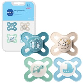 MAM Original Start - Chupetes de bebé mate para 0-3 meses, pezón de silicona sin BPA, fácil de limpiar, ideal para bebés recién nacidos, desarrollado con expertos médicos, 4 unidades