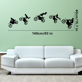 Sports Stickers for Wall, Motocross Stickers Motorcycle Wall Decor, Bike Decor Wall Decals Dirt Bike Decor for Boys Room Dirtbike Sticker Sheet Wallpaper Motocross Bedroom Decor