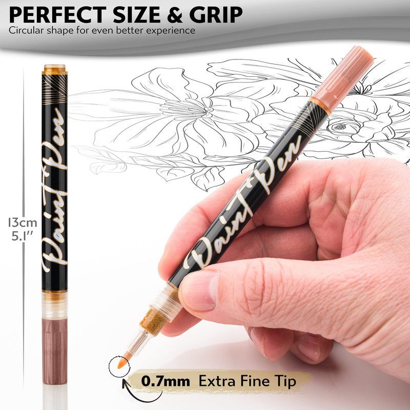 Stylo 4 Stück Metallic Marker Stifte Set – Roségold, permanente