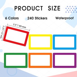 Yeachlaing 6 Colors Name Tag Stickers,240PCS Waterproof Stickers Name Tags 3.5X2.25 Inch Name Labels for Office,School,Classroom and Home