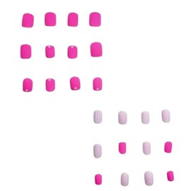 Get Glamorous with 24pcs Short Square Baby Pink Striped Dots Heart Pattern Fake Nails, 1 Sheet Tape, 1pc Nail File, Press-On Nails, Nail Supplies for DIY Manicure, Stylish and Trendy Fake Nails Set