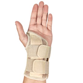 New Carpal Tunnel Wrist Support Brace With 2 Metal Splint Left Hand for Men Women, Wrist Splint Stabilizer Hand Support Help Relieve Carpal Tunnel Pain Arthritis Tendonitis RSI Sprained (Beige-L)