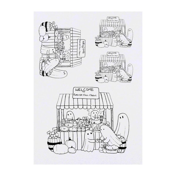 4 x 'Ghost Market Stall' Temporary Tattoos - Water Resistant,