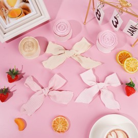 1.57" x 30Yd Linen Ribbon Mixed Color Ribbons Set 10Yd x 3 Rolls Wired Ribbon for Wedding Invitations, Bridal Bouquets, Party Decoration, Gift Wrapping, Bow Making