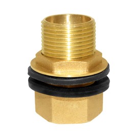 Hooshing 2PCS Brass Bulkhead Fitting 3/4“ Male x 3/4" Female Thread Water Tank Connector for Rain Barrels, Aquariums, Tubs, Pools