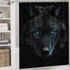 Dark Night Black Wolf Shower Curtain Set for Bathroom, 4Pcs