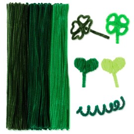 300 piezas de limpiapipas de chenilla, set de 3 limpiapipas en colores pastel para manualidades, decoraciones DIY, limpiapipas de chenilla (verde)