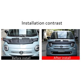 Car Bonnet Hood Protector Bra Compatible with Fiat 500 2007-2024,Leather Front End Nose Mask Bonnet Bra 1PCS,Black Engine Cover Anti Scratch Mask Exterior Accessories