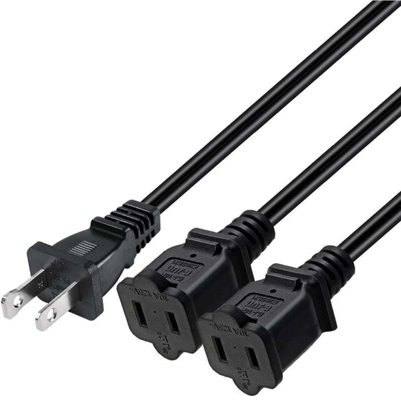 Strhowill Nema 1-15P to Dual Nema 1-15R Splitter Cable Polarized,US
