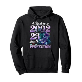 Womens 23rd Birthday Floral Made in 2002 Gifts 23 Years Old Pullover Hoodie