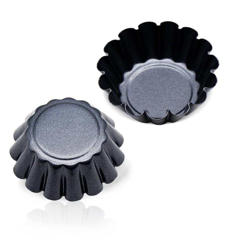 ESJNNK Mini Egg Tart Mold 12pcs Carbon Steel Round Reusable