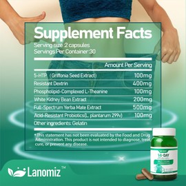 14-Day Appetite & Craving Support Supplement – Gut Health Complex with Delayed-Release Probiotics, White Kidney Bean & 5-HTP, 60 Vegetarian Capsules