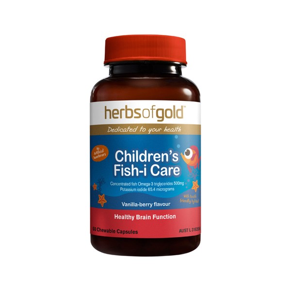 Herbs of Gold Childrens Fish-i Care 60 Chewable Capsules
