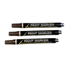 Competitive Advantage Enamel Paint Marker | MPD-15 | MEDIUM - 3 packs | Industrial Grade - 10ml | Multi-Surface | (17) Colors | Non-Toxic | Apiary Friendly (Brown)