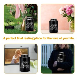 220 lbs Large Urns for Adult Male Female Ashes Black Tree of Love Urns for Human Ashes Burial Urns for Cemetery Memorial Urn Large Keepsake Urn Decorative Cremation Urn with Velvet Bag