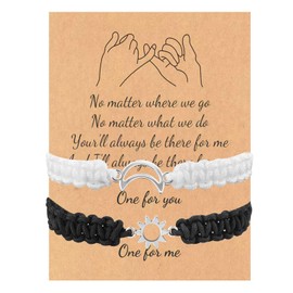 2 Pcs Couples Matching Bracelets for Couples Best Friends Pinky Promise Bracelets,Sun and Moon Bracelets,Sunflower Bracelets Birthday Friendship Gifts for Her His(Sun and Moon)