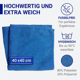 wolk Microfibre Cloths, Pack of 10, Size: 40 x 40 cm, Colour: Dark Blue, Material: Polyester/Polyamide, Cloths, Cleaning Cloths, Bathroom, Kitchen, Catering