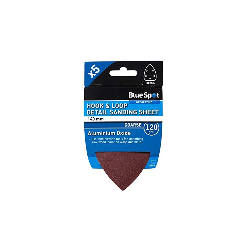 Bluespot 19865 140mm 5 Pack 120 Grit Detail Sanding Sheets