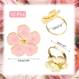 sourcing map 12Pcs Flower Napkin Rings, Alloy Floral Serviette Buckles Holders for Dining Table Decorations Wedding Birthday Party, Pink