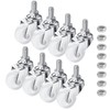 8 PCS Swivel Stem Casters,M8 White 30mm(1.25 inch) Castor Wheels