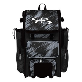 Boombah Rolling Superpack 2.0 Scratch Baseball/Softball Gear Bag - 23-1/2" x 13-1/2" x 9-1/2" - Black/Gray - Telescopic Handle - Holds 4 Bats - Wheeled Version