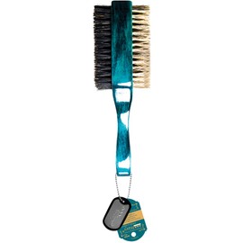 Wave Brush 2 Way Double Sided Hard & Soft Natural Boar Bristle Premium Wavy Hairbrush (Square - Turquoise)