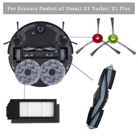 AiLomey AiLomey Zubeh?r f1r Ecovacs DEEBOT X1 Omni / X1 e Omni, Ersatzteile f1r Ecovacs Deebot X1 Turbo, X1 und X1 Plus Staubsauger, 2 Hauptb1rste, 6 HEPA-Filter, 12 Seitenb1rsten