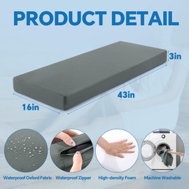 BALAPET Waterproof Sauna Seat Cushion, Thick High-Density Foam Heat Insulation Mat for Sauna Bath House Shower Room, Sauna Accessories for Infrared Sauna Resting(Gray)