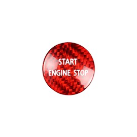 M.JVisun Carbon Fiber Engine Start Stop Button Cover Trim for Land Rover, Ignition Starter Sticker for Land Rover Discovery 2010-2016 - Red