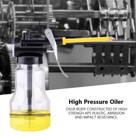 KIMISS 250ml Transparent High Pressure Oiler Lubrication Oil Can Bottle Flex Manual Oiling Gun with Rigid Spout Hand Operated Tool