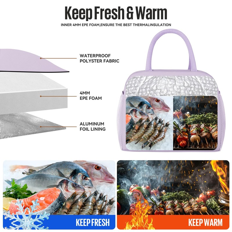 douyadady Lunch Bag Women/Men Lunch Box Women/Men (Lavender)