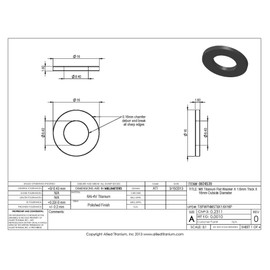 Allied Titanium 0074570, (Pack of 20) M8 Titanium Flat Washer X 1.6mm Thick X 16mm Outside Diameter, Grade 5 (Ti-6Al-4V)