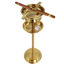 Wadoy Floor Standing Cigar Ashtray for Outside Patio, Detachable Accessory Tray, Stable Polished Stainless Steel for Indoor/Outdoor Use, Cigar Enthusiast