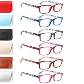 Kerecsen 6-Pack Reading Glasses Blue Light Blocking,Spring Hinge Readers for Men Women,Computer Eyeglasses (6 Mix Color-5, 3.50, x)