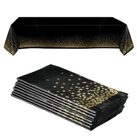 Prestee Black Table Cloth for Events - Pack of 12, 54x108 Inches - Disposable Table Cover, Ideal Black Tablecloths for Party Decorations, Dining, and Holiday Celebrations