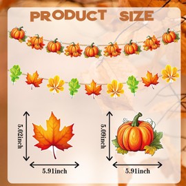 Fall Pumpkins Bunting Banners, Maple Leaves Paper Hanging Ornament for Thanksgiving Day Party Favors, Give Thanks Pumpkin Photo Props Backdrops for Fall Farm Harvest Indoor Outdoor Supplies
