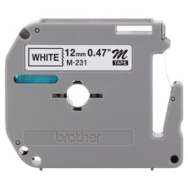 Brother(R) M-231 Black-On-White Tape, 0.5in. x 26.2ft., BRTM231