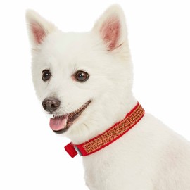 Blueberry Pet Sparkling Rhinestone Adjustable Dog Collar with Metal Buckle, True Red, Neck 17-20.5", for Large Breed