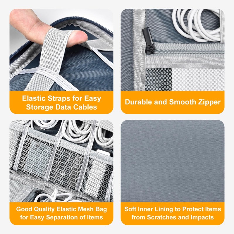 Miloocul Leather Cord Organizer Bag Portable Tech Organizer Travel Case