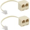 KEWAYO 2PCS Telephone Splitter, RJ11 Male to Female Two Way