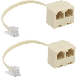 KEWAYO 2PCS Telephone Splitter, RJ11 Male to Female Two Way Telephone Splitter Converter Cable Splitter Adapter
