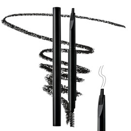 Microblading Eyebrow Pencil for Women - Chisel Tip Brow Pencil - 0.1mm Ultra-Fine Precision, Waterproof & Long Lasting - Draws Hair-Like Strokes, Fills Sparse Brows - Waterproof Eyebrow Pencil (Black)