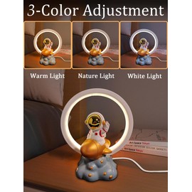 Astronaut Light, Space Night Light for Kids LED Eye-Care Reading Small Desk Lamps with 3 Colors USB Powered Space Themed Parties Lamp Ideal for Boys, Girls, Students, Game Room Decor (rockets)
