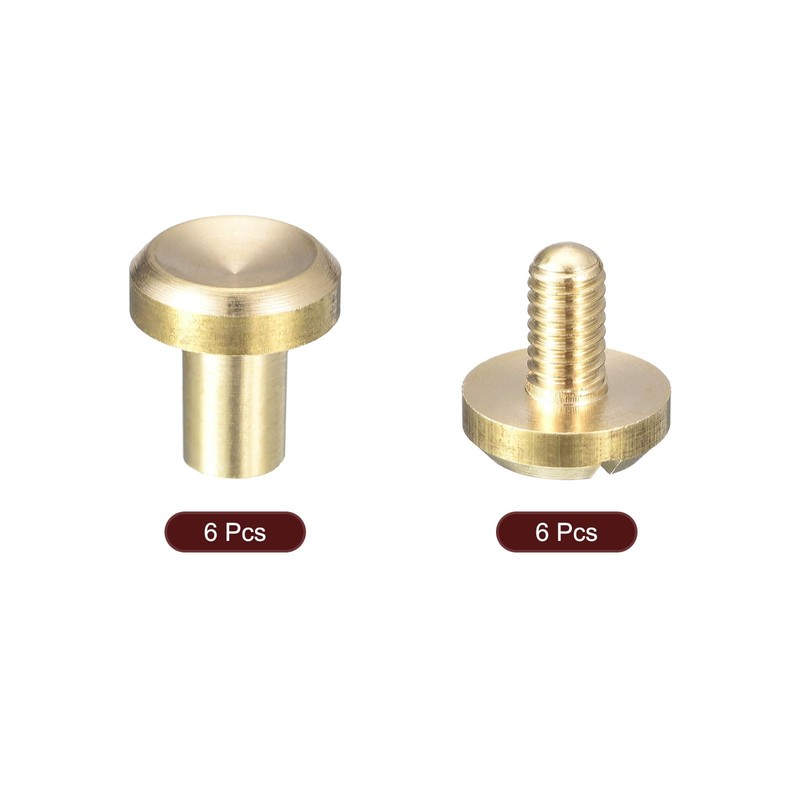 sourcing map 6Pack Brass Chicago Screws, 10x10mm Concave Screw Back