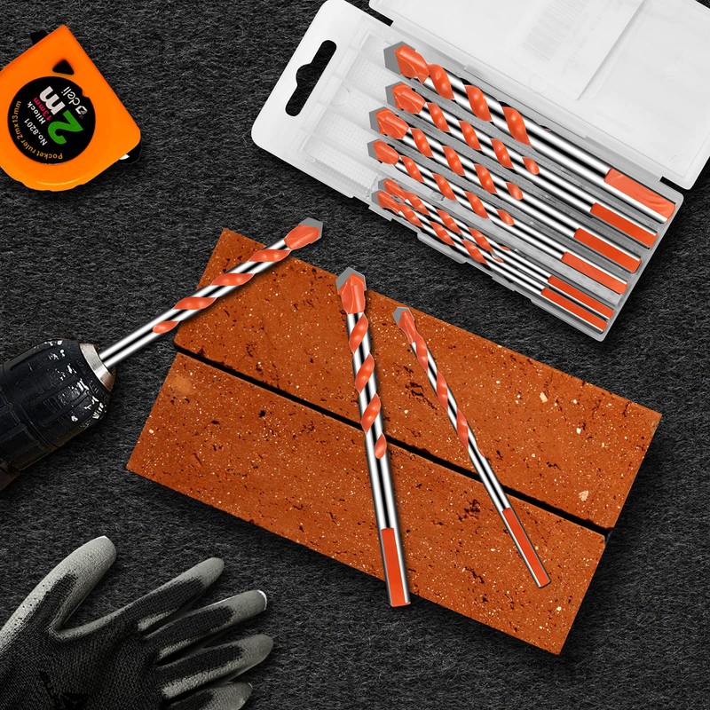 Masonry Drill Bits Set for Tile, Brick, Cement, Concrete, Glass,
