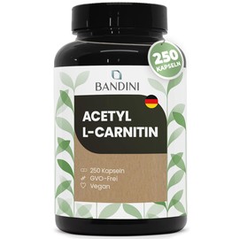Bandini Acetyl L-Carnitine 3000 mg per Daily Serving L-Carnitine as Acetyl Form 250 Capsules for 41 Days Alcar High Dose for Athletes L Carnitine for Intensive Sports and Training 100% Vegan
