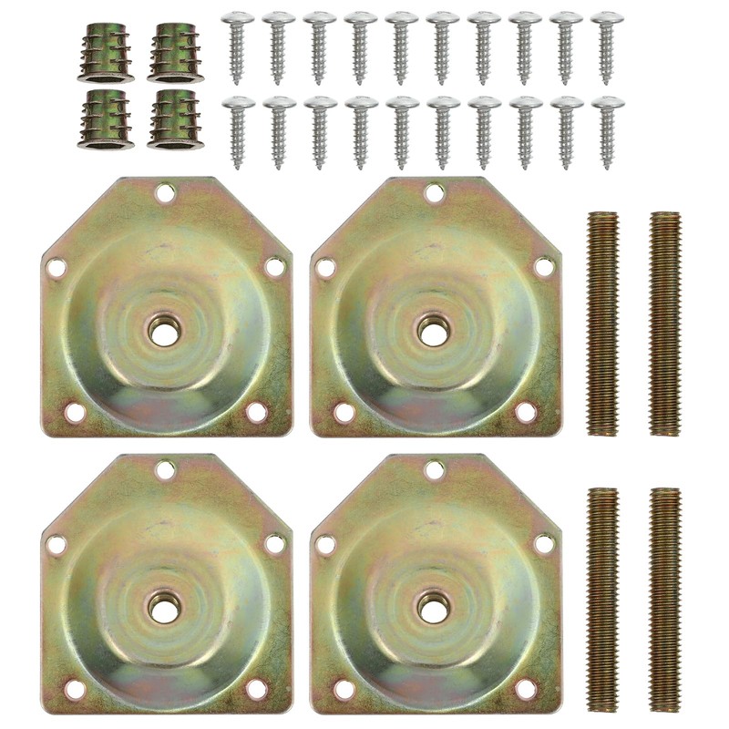 Uonlytech Angled Mounting Plates for Furniture Legs 4 Pieces Metal